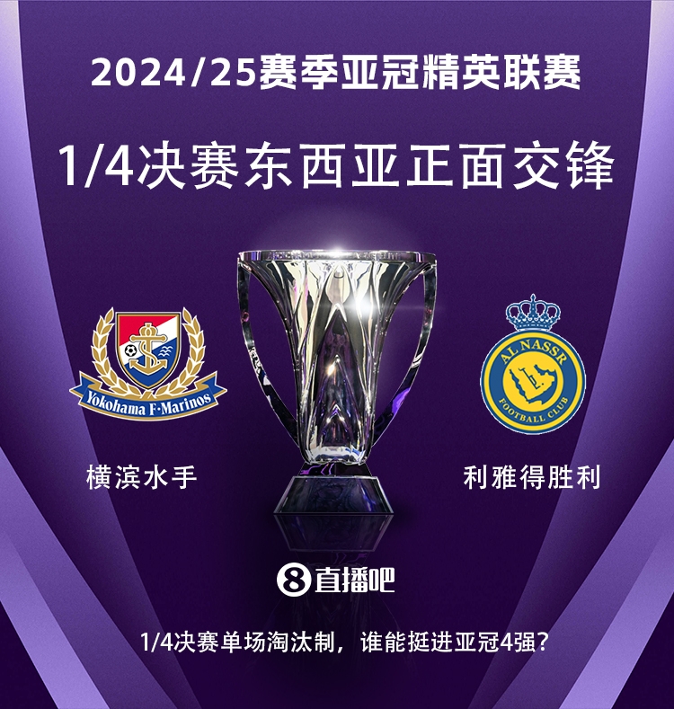  亞冠1/4決賽對(duì)陣：利雅得勝利vs橫濱水手，C羅vs安德森-洛佩斯！